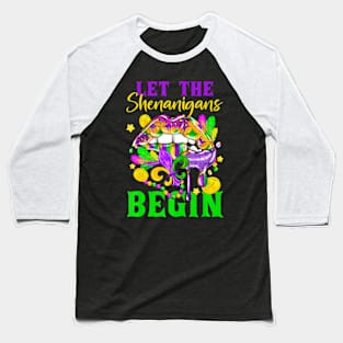 Mardi Gras Lips Let The Shenanigans Begin Kids Men Women Baseball T-Shirt